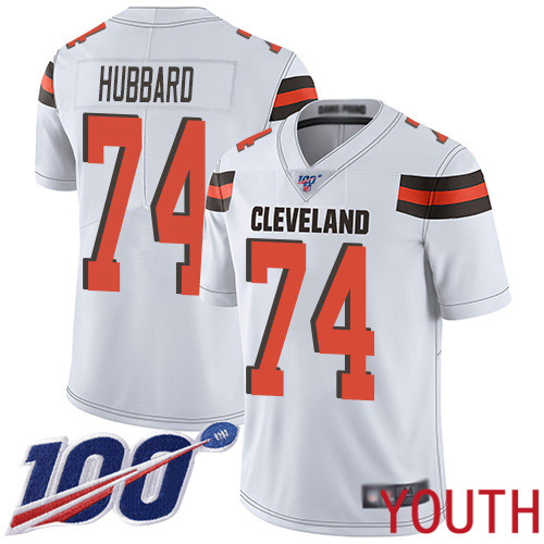 Cleveland Browns Chris Hubbard Youth White Limited Jersey #74 NFL Football Road 100th Season Vapor Untouchable->cleveland browns->NFL Jersey